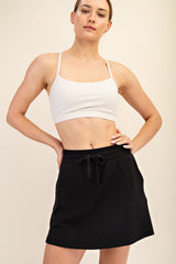 Black Drawstring Mini Skort