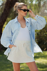 Light Heather Grey Drawstring Maternity Mini Skort