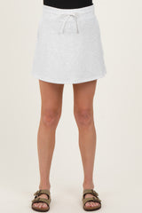 Light Heather Grey Drawstring Maternity Mini Skort