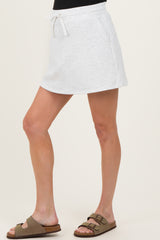 Light Heather Grey Drawstring Maternity Mini Skort