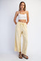 Yellow Mineral Wash Wide Leg Ankle Pants