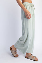 Mint Mineral Wash Wide Leg Ankle Pants