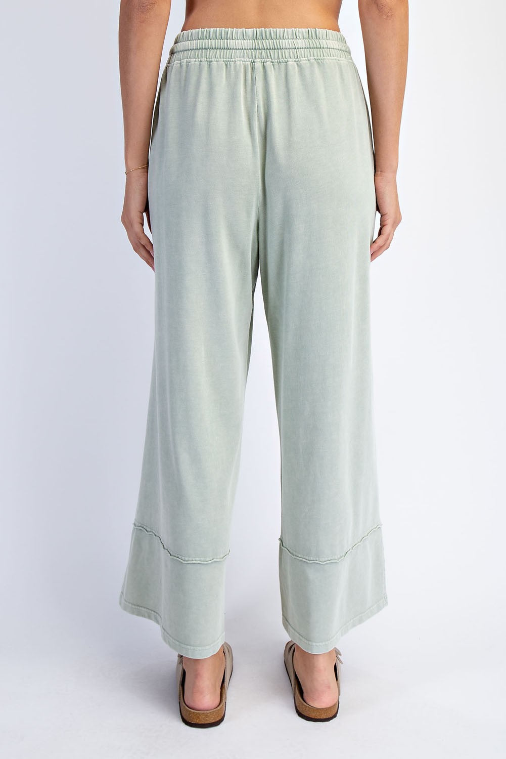 Mint Mineral Wash Wide Leg Ankle Pants