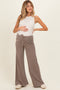 Mocha Mineral Wash Waffle Knit Wide Leg Maternity Pants