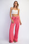 Pink Mineral Wash Waffle Knit Wide Leg Pants