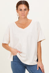 Ivory Oversized Reversible V-Neck Tee