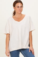 Ivory Oversized Reversible V-Neck Tee