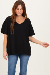 Black Oversized Reversible V-Neck Tee