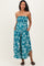 Teal Floral Strapless Smocked Tulip Leg Maternity Jumpsuit