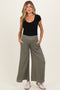 Olive Smocked Waist Ankle Wide Leg Maternity Pants