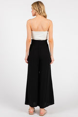 Black Smocked Waist Ankle Wide Leg Pants