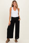 Black Smocked Waist Ankle Wide Leg Maternity Pants