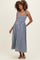 Navy Gingham Smocked Shoulder Tie Maternity Midi Dress