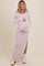 Oatmeal Ribbed Long Sleeve Side Slit Maternity Maxi Dress