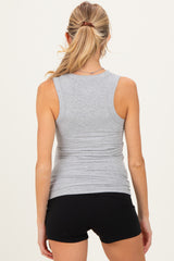 Heather Grey Ribbed Scoop Neck Maternity Tank Top