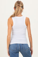 White Ribbed Scoop Neck Maternity Tank Top