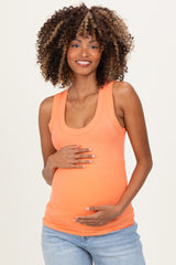 Peach Ribbed Scoop Neck Maternity Tank Top