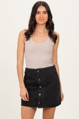 Beige Ribbed Scoop Neck Maternity Tank Top