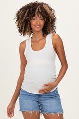 Sand Ribbed Scoop Neck Maternity Tank Top