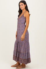 Brown Paisley Halter Maxi Dress