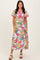 Cream Boho Print Lace Trim Tiered Midi Dress