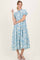 Light Blue Paisley Print Tiered Midi Dress