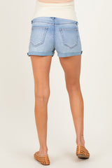 Light Blue Cuffed Hem Maternity Jeans