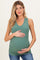 Olive Ribbed Sleeveless Ruched Maternity Tank Top