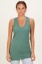 Olive Ribbed Sleeveless Ruched Tank Top