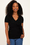 Black Wrap Front Tie Nursing Top