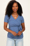 Light Blue Wrap Front Tie Nursing Top