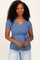Light Blue Wrap Front Tie Nursing Top