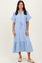 Light Blue Striped Button Collared Midi Dress