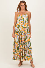 Multicolor Printed Open Back Maxi Dress