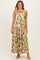 Multicolor Printed Open Back Maxi Dress