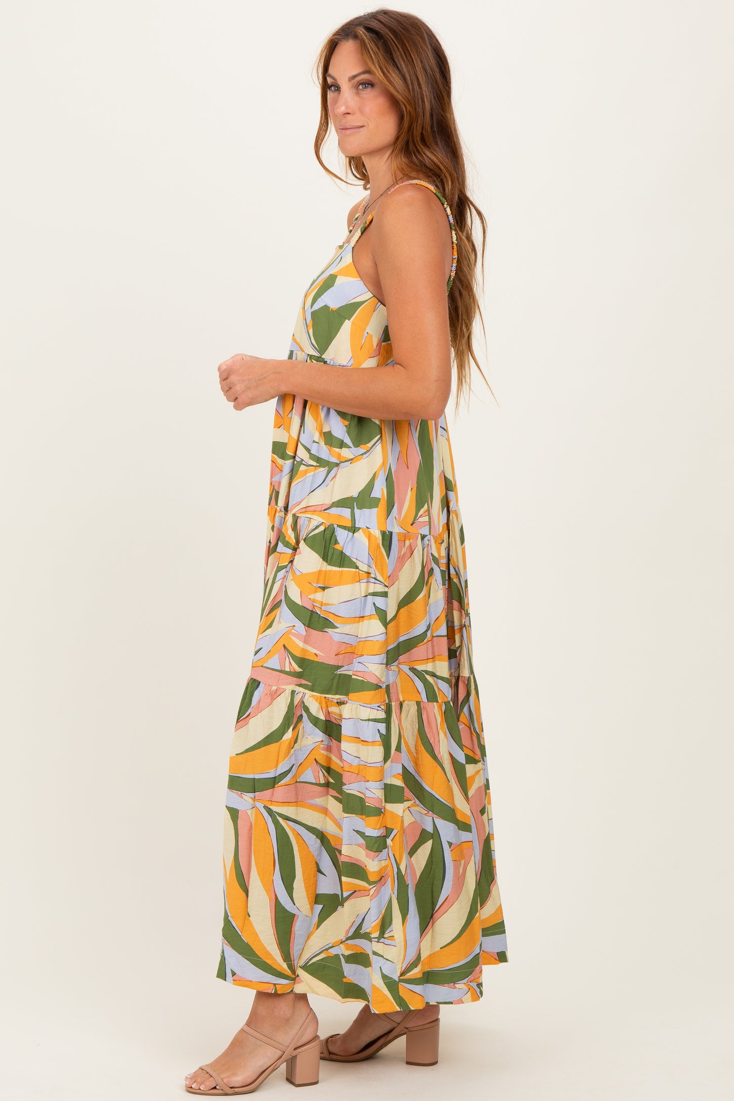 Multicolor Printed Open Back Maxi Dress