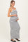 White Ribbed Knit Striped Sleeveless Maternity Maxi Dress