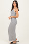 White Ribbed Knit Striped Sleeveless Maxi Dress