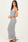 White Ribbed Knit Striped Sleeveless Maxi Dress