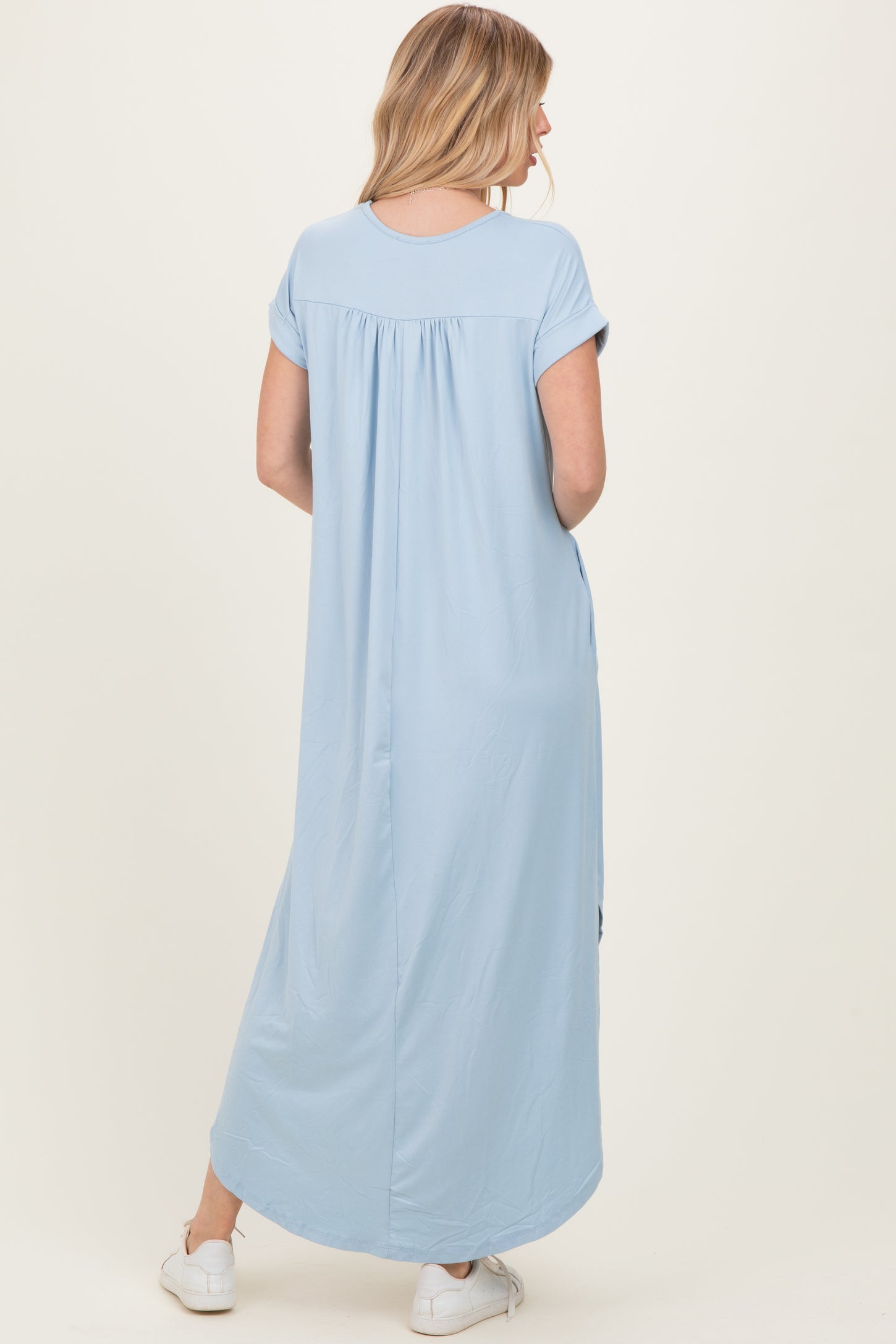 Jade Blue Side Slit Maxi Dress