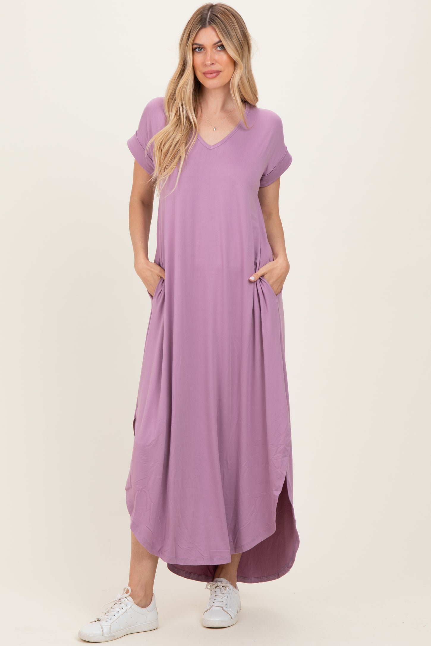 Dark Mauve Side Slit Maxi Dress