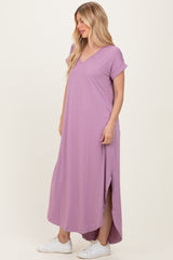 Dark Mauve Side Slit Maxi Dress