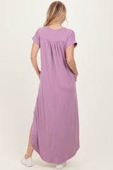 Dark Mauve Side Slit Maxi Dress