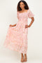 Pink Floral Chiffon Smocked Maxi Dress