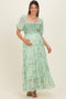 Mint Floral Chiffon Smocked Maternity Maxi Dress