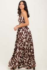Chocolate Printed Cutout Sleeveless Maxi Dress