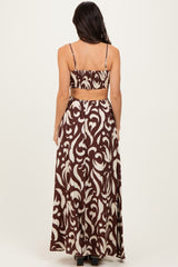 Chocolate Printed Cutout Sleeveless Maxi Dress