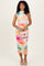 Multicolor Floral Ruched Sleeveless Midi Dress