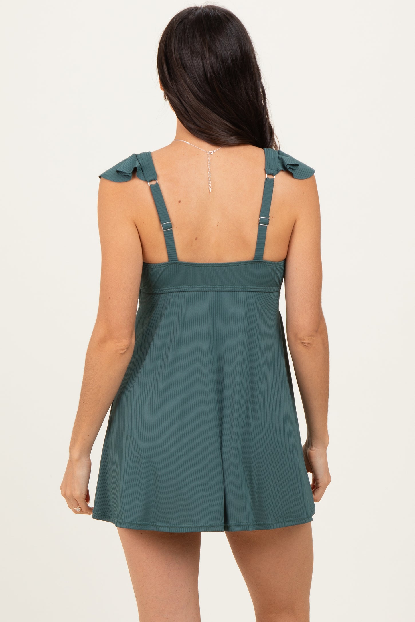 Forest Green Tie Front Cutout Swim Dress