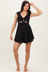 Black Tie Front Cutout Swim Dress